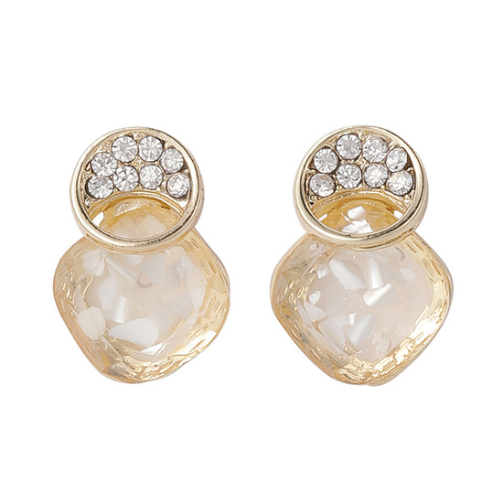 Crystal Round and Diamond-Shaped Acrylic Stud Earrings