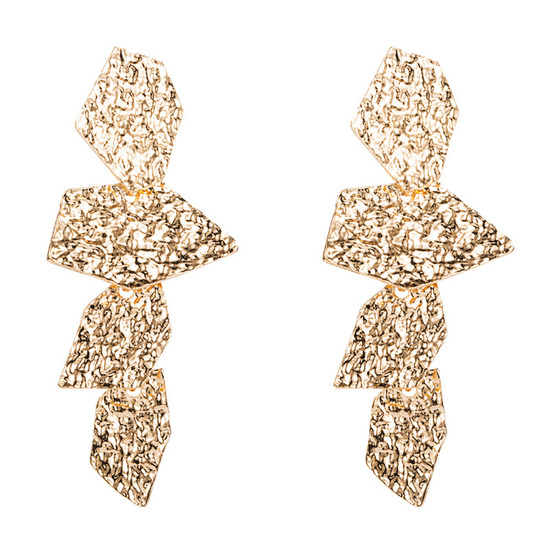 Gold Tone Textured Abstract Statement Earrings