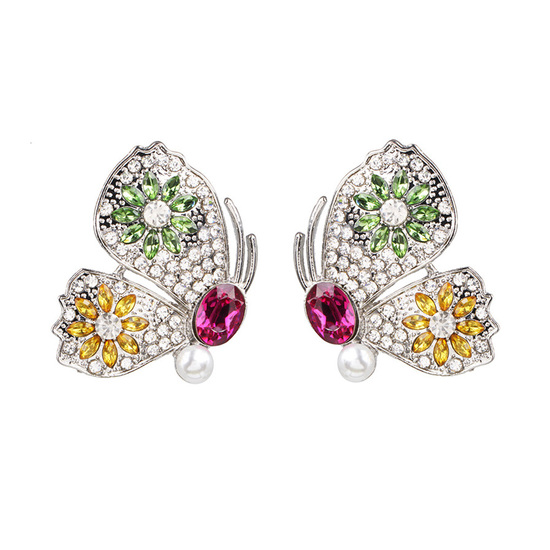 Crystal Embellished Butterfly Stud Earrings