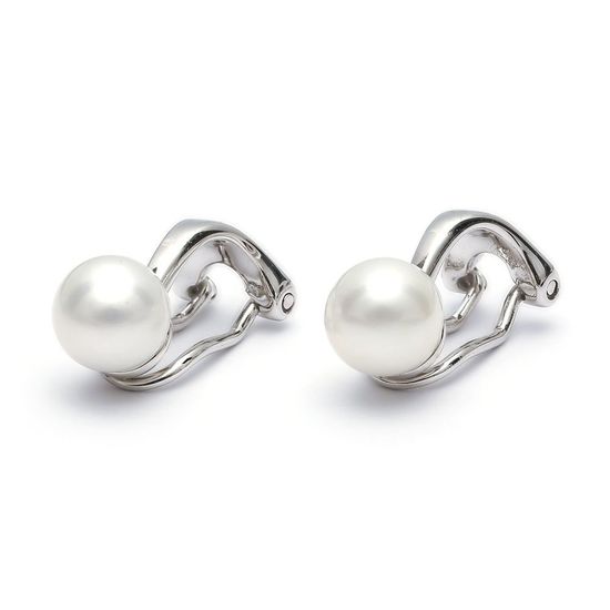 Silver Clip-on Earrings with Pearls of medium...
