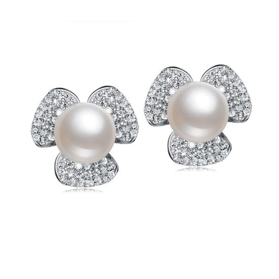AAA White Freshwater Cultured Pearl Cubic Zirconia...