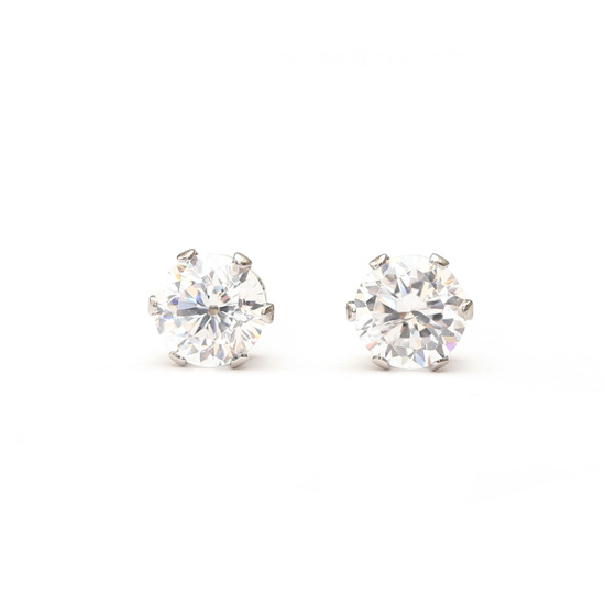 Clear Cubic Zirconia Ear studs with Stainless Steel Base