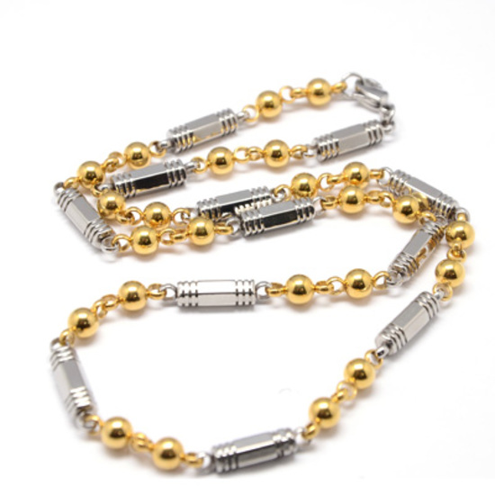 304 Stainless Steel Men Necklace, Golden & Stainless Steel Colors