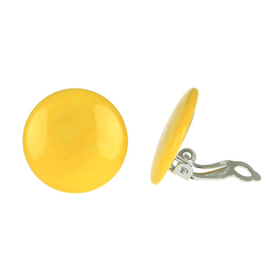 Yellow Discs Tagua Clip-on Earrings, 20mm