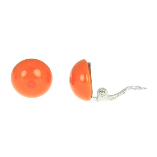 Orange Domes Tagua Clip-on Earrings, 14mm