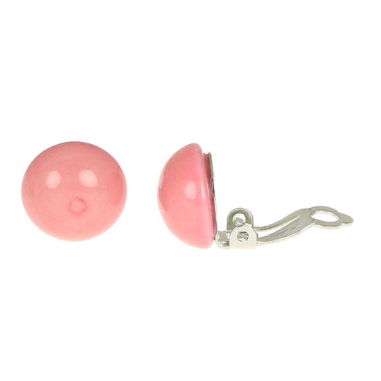 Pink Domes Tagua Clip-on Earrings, 14mm