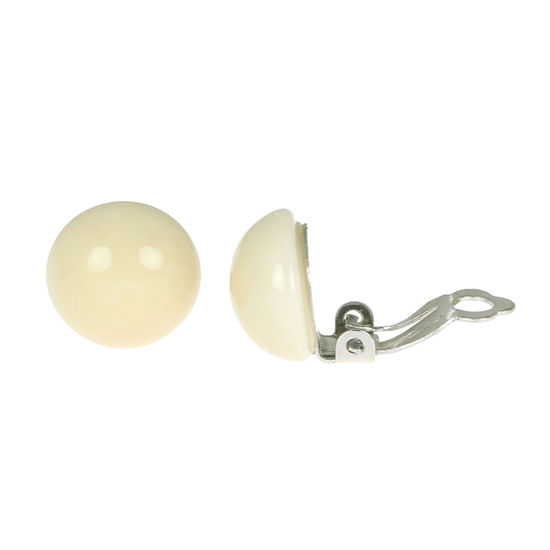 White Domes Tagua Clip-on Earrings, 14mm