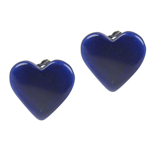Blue Hearts Tagua Clip-on Earrings, 19 x 19mm