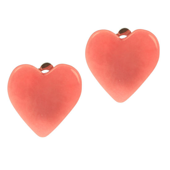 Pink Hearts Tagua Clip-on Earrings, 19 x 19mm