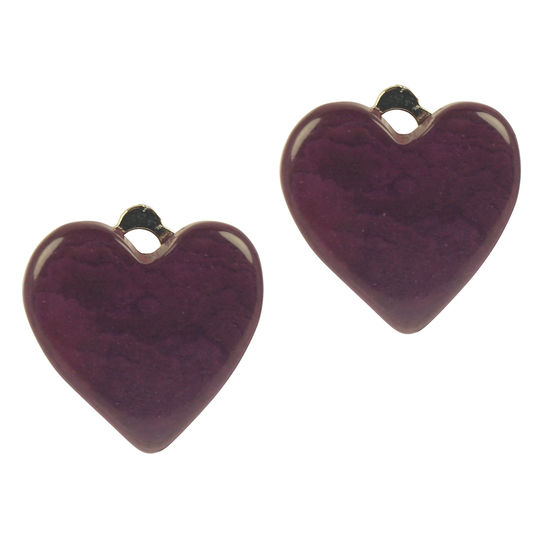 Purple Hearts Tagua Clip-on Earrings, 19 x 19mm