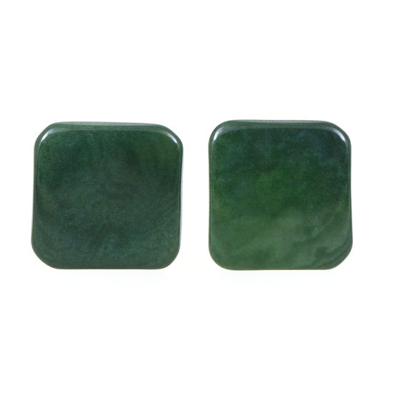 Green Squares Tagua Clip-on Earrings, 20mm