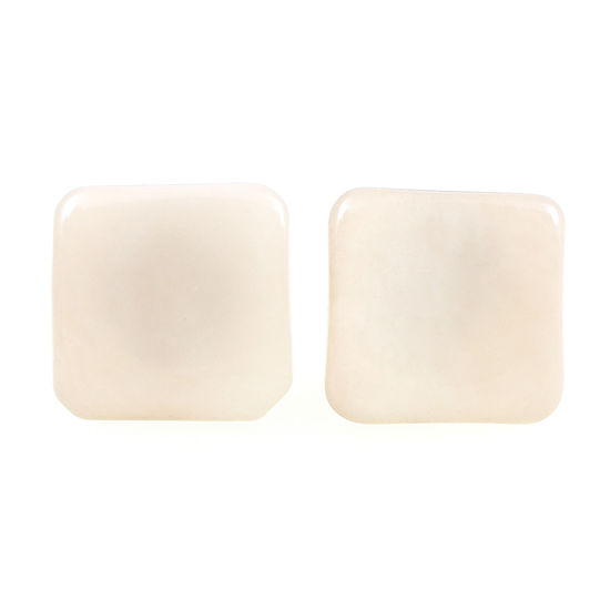 White Squares Tagua Clip-on Earrings, 20mm
